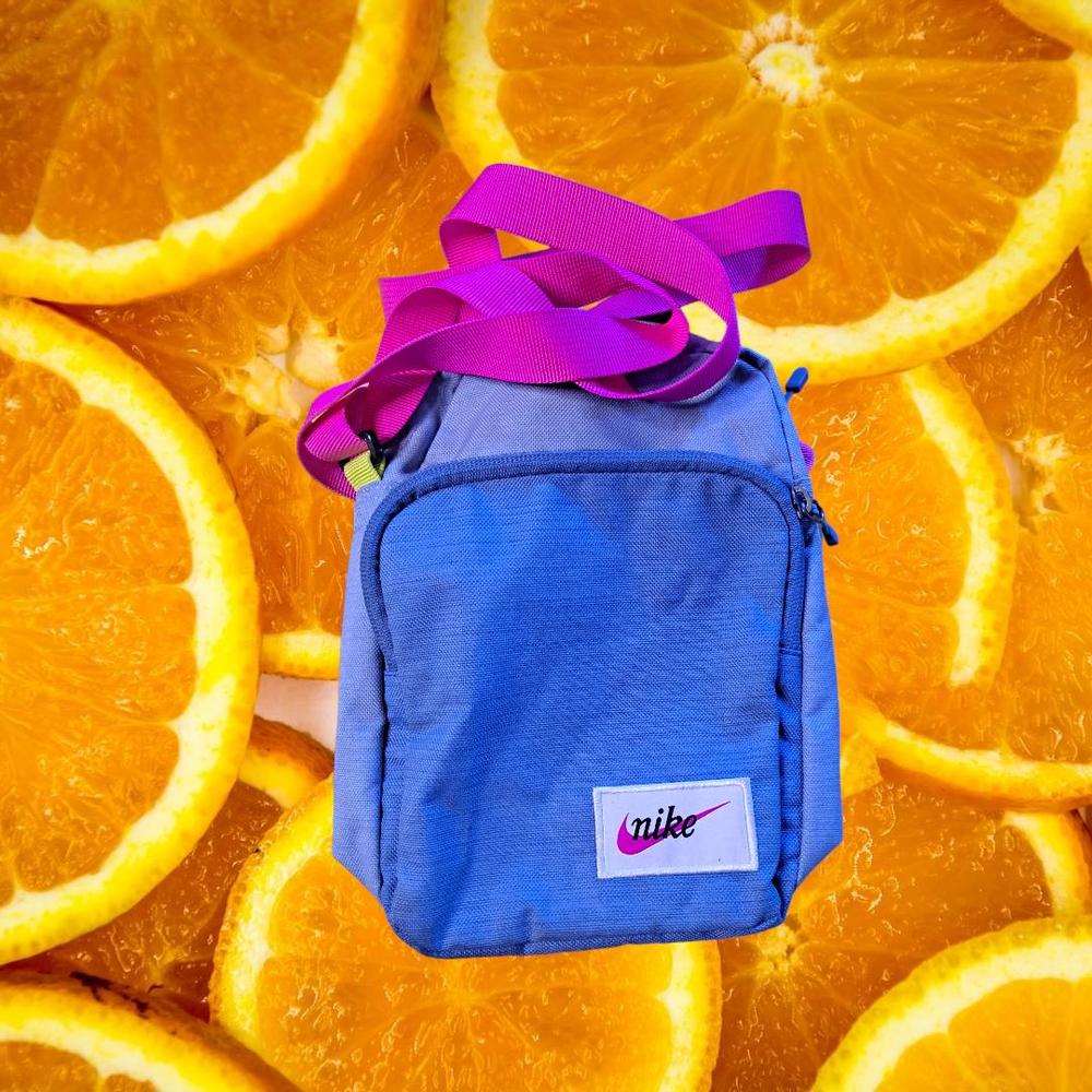 Nike 2 Tone Blue Mini Backpack Shoulder Bag Purse With Pink Strap - Picture 1 of 6